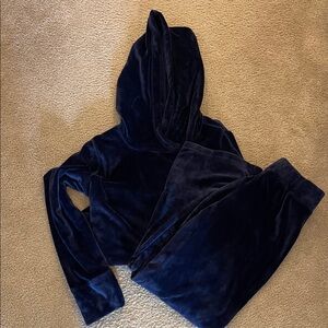Elegant Midnight Blue Velvet Pajama Set